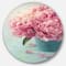 Designart - Pink Peony Flowers in Vase' Ultra Glossy Floral Metal Circle Wall Art